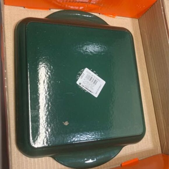Le Creuset Enameled Cast Iron Square Grill Pan 9.5" Artichaut Green Skillet - Picture 2 of 5